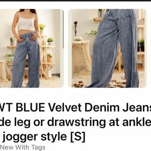 WT Blue Velvet Denim Wide Leg Jeans